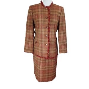 SAG HARBOR PLAID 2 PIECE SET JACKET/SKIRT SIZE 8